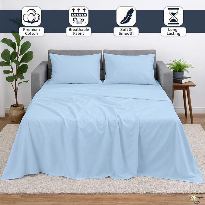 Cottington Lane Sleeper Sofa Sheets Queen Size, 4 Piece Premium Quality 100% - Image 2