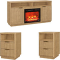 3-Piece Fluted Living Room Set Includes 2 Fluted Night Stand by PATIOCHIC