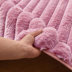 Dusty Rose Rabbit Striped Plush Rug 6'x9', Fluffy Shaggy Area Rug - Image 8