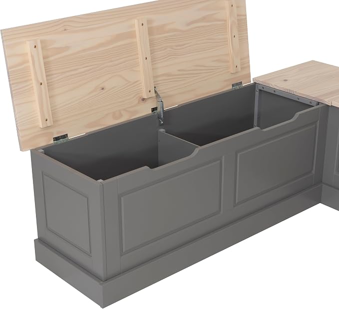 Linon Harris Grey and Maple Solid Pine Backless Nook - Image 13