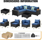 JOYURE 6 Pieces Patio Furniture Set All-Weather Outdoor Wicker Sectional - Image 4