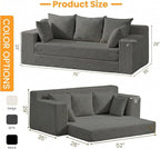 Oversized Boneless Loveseat, 3 Seater Pull Out Convertible Sofa Bed - Image 2
