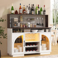54" Coffee Bar Cabinet with Pegboard, Baskets & Movable Charging Station by SOLACEFURNITURE