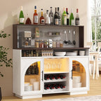54" Coffee Bar Cabinet with Pegboard, Baskets & Movable Charging Station by SOLACEFURNITURE
