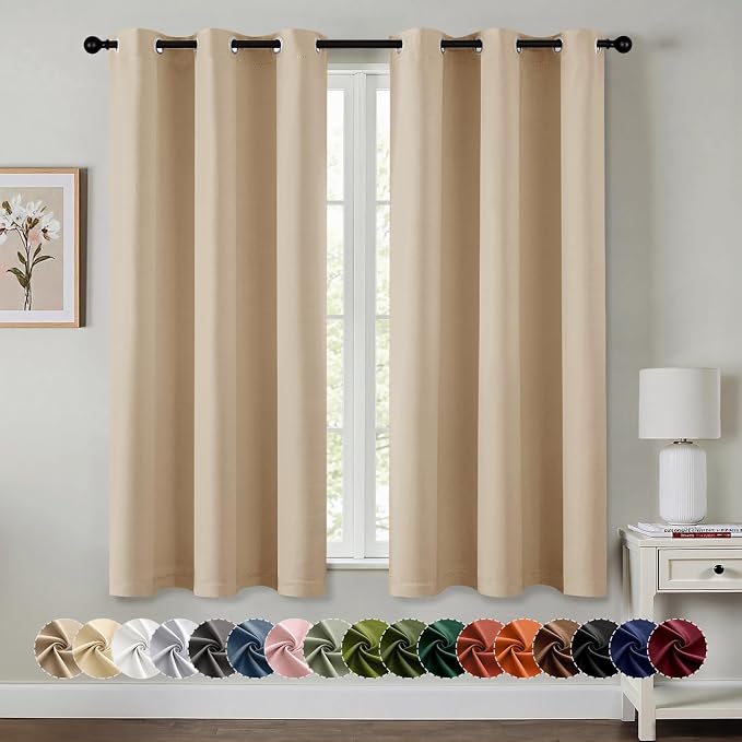 MIULEE Blackout Curtains for Bedroom 2 Panel 40x54 Inch Long Biscotti Beige | by MIULEE