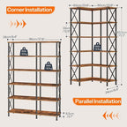 HOOBRO Corner Bookshelf, 6-Tier L-Shaped Bookcase, Industrial Open Display - Image 3