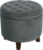 Homepop Home Decor | Upholstered Round Velvet Tufted Foot Rest Ottoman | Ottoman - Image 10