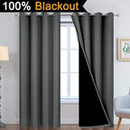 Yakamok Dark Grey 100% Blackout Curtains 96 Inches Long 52" Wide 2 Panels | - Image 2