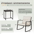 SUNCROWN 3 Piece Outdoor Rocking Bistro Set Black Wicker Furniture Porch Chairs - Image 9