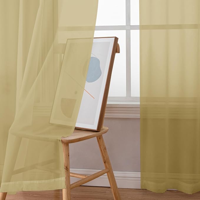 Simplebrand Gold Short Sheer Curtains 45 Inch Length - Image 4