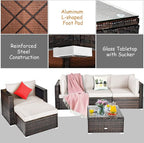 Tangkula 6 Pieces Wicker Patio Furniture Set, PE Rattan Outdoor Sectional - Image 7