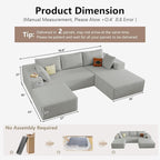 95" Cloud Sectional Couch U-Shaped Chaise - Image 2