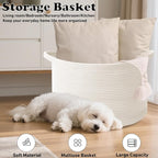 115L Extra Large Woven Cotton Rope Blanket Basket - Image 6