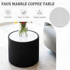 Marble Round Side Table, 17.71" Fluted End Table - Image 6