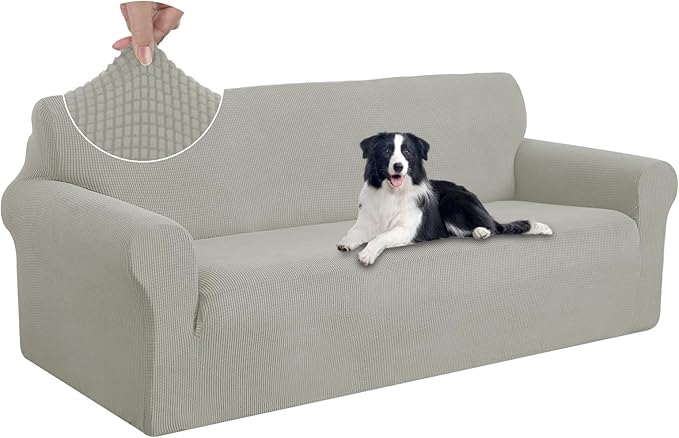 U-NICE HOME Oversized Stretch Couch Cover Slipcover, Taupe | 3 Cushion Sofa by U-NICEHOME