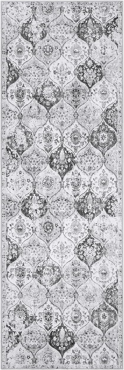 Lahome Moroccan Washable Runner Rug, 2x6 Grey Kitchen Runners - Image 2