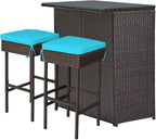 Tangkula Patio Bar Set, 3 Piece Outdoor Rattan Wicker Bar Set - Image 9