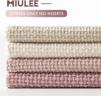 MIULEE Soft Decorative Chenille Pillow Covers Light Pink 18x18 Pack of 4 | - Image 6