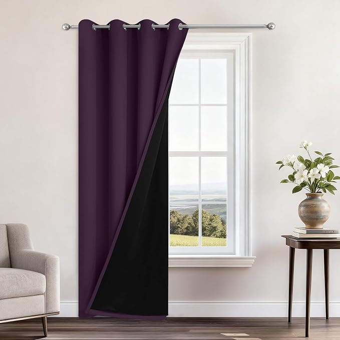 Yakamok Purple 100% Blackout Curtains 84 Inches Long by Yakamok