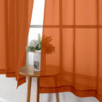 Orange Sheer Curtains 54 Inch Length 2 Panels, Voile Light Filtering Curtains - Image 8