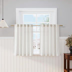 Cream Kitchen Curtains 36 Inch Length 2 Panels Set Linen Blend Back Tab Privacy by Nanspring