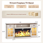 MXV 70" Fireplace TV Stand, 3-Sided Glass Fireplace and Modern Entertainment - Image 2