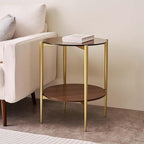 LumFurn Round Glass End Table, Mid-Century Modern Design Sofa Table - Image 8