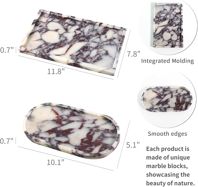 Real Luxurious Natural Marble Vanity Tray Genuine Marble Storage Tray - Image 2