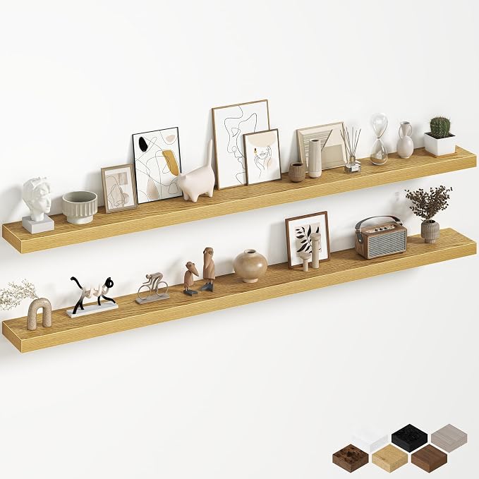 Fun Memories 67 Inch Fireplace Mantel Shelf, Deep Floating Shelves by FunMemories