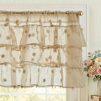 jinchan Ruffled Kitchen Valance Pom-Pom Voile Valance Curtains Sheer Shabby by JINCHAN
