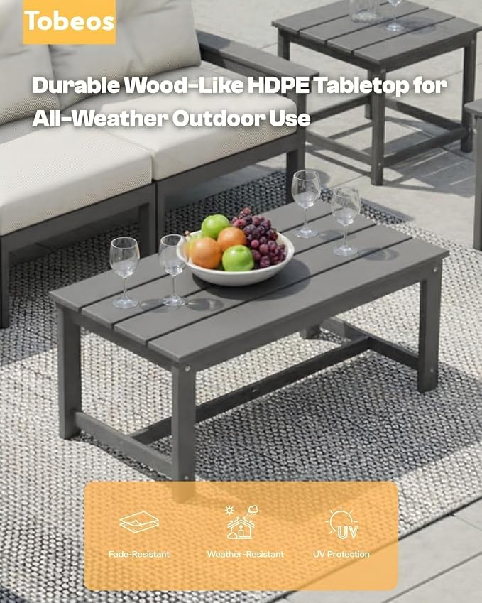 HDPE 7 Piece Patio Furniture Set, All-Weather Outdoor Couch Set - Image 5
