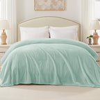 Exclusivo Mezcla Soft Waffle Fleece Bed Blanket King Size, Mint Green | - Image 3