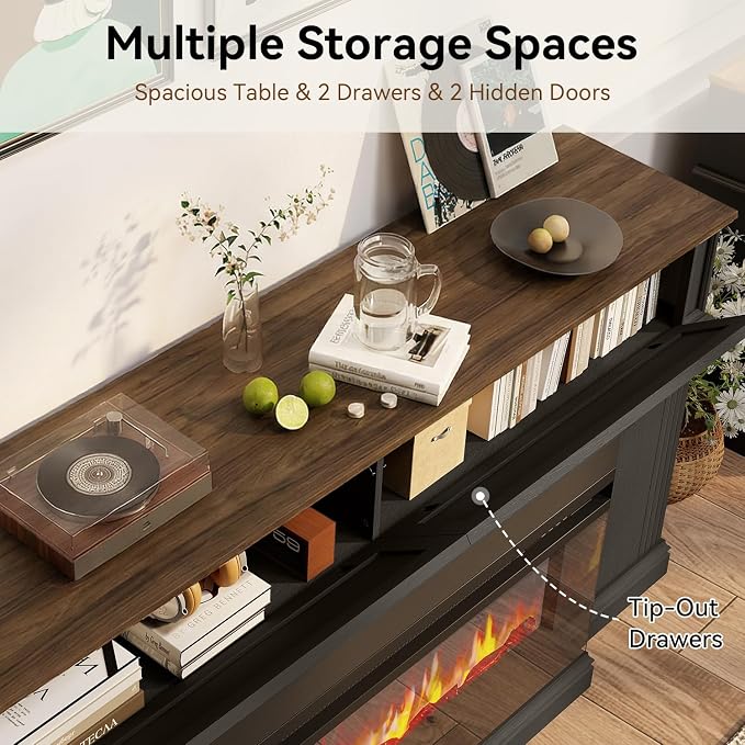 63" Farmhouse TV Stand with Fireplace - Image 5