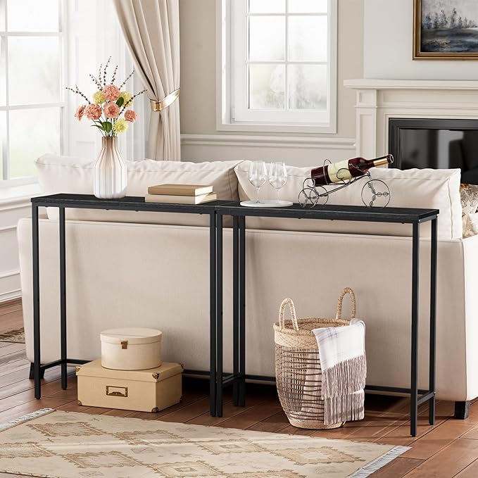 HOOBRO 2 Pack Narrow Console Table, 29.5" Small Entryway Table, Thin Long Sofa - Image 2