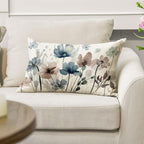 AVOIN colorlife Poppy Flowers Blue Brown Throw Pillow Cover 12x20 Inch | - Image 5