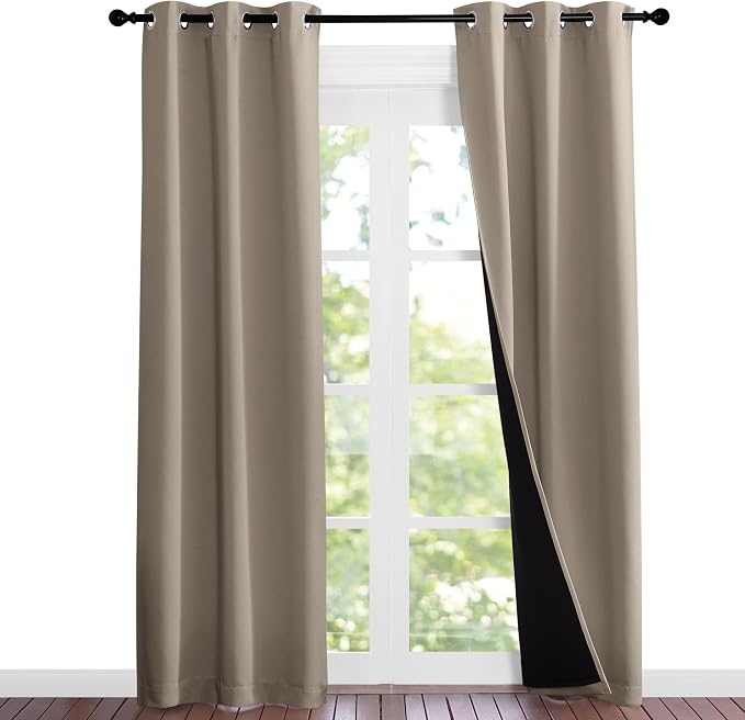 NICETOWN Taupe Full Shade Curtain Panels, Pair of Thermal Insulated & Energy by NICETOWN