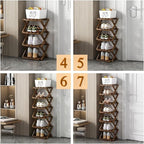 Foldable Shoe Rack, Bamboo Vertical Shoe Organizer Tall - Image 6