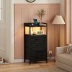 Furnulem Night Stand with Charging Station, Tall Dresser - Image 2