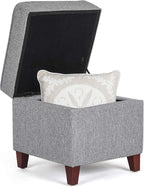 Adeco 17 Inch Square Linen Storage Ottoman - Image 8