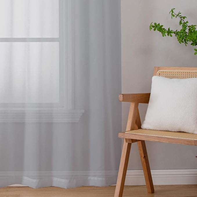 Chyhomenyc Cream Sheer Curtains 84 Inches Long 2 Panels, Light Filtering Cream - Image 2