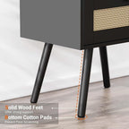 SUPERJARE Nightstand with Charging Station & Rattan-Like Decor Drawer, Rattan - Image 6