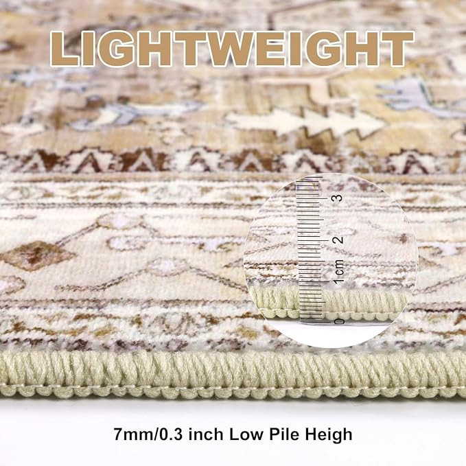 Yamaziot Washable Runner Rug, 2x5 Non-Slip Boho Vintage Hallway Kitchen Rug | - Image 5