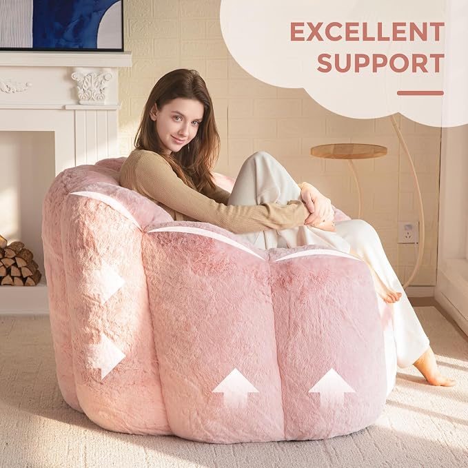 MAXYOYO Bean Bag Chair for Adults, Floral Shaped Bean Bag Sofa, Ultra Soft Faux - Image 9