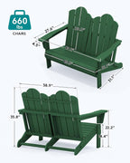 SERWALL Folding Adirondack Bench, HDPE All-Weather Adirondack Loveseat - Image 5