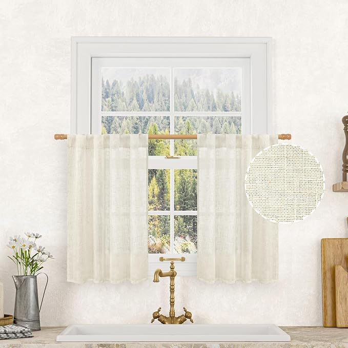 Short Linen Curtains 36 Inch Length by LAMIT