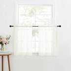 Furman Cafe Curtains 30 Inch Length 2 Panels Set, Elegant Geometric Jacquard - Image 2