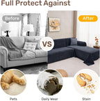2 Pieces Sectional Couch Covers L Shaped Cover XL Navy Blue | Thick Washable - Image 4