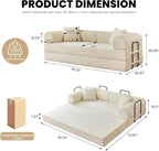 79'' Folding Convertible Sofa, Corduroy Modular Floor Couch - Image 2