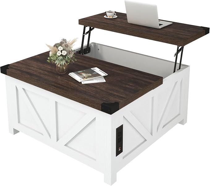 jimeimen Farmhouse Lift Top Coffee Table - Image 9