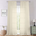 Cream Sheer Curtains 108 Inches Long 2 Pcs, Dual Rod Pocket Home Decor Living by Lecloud